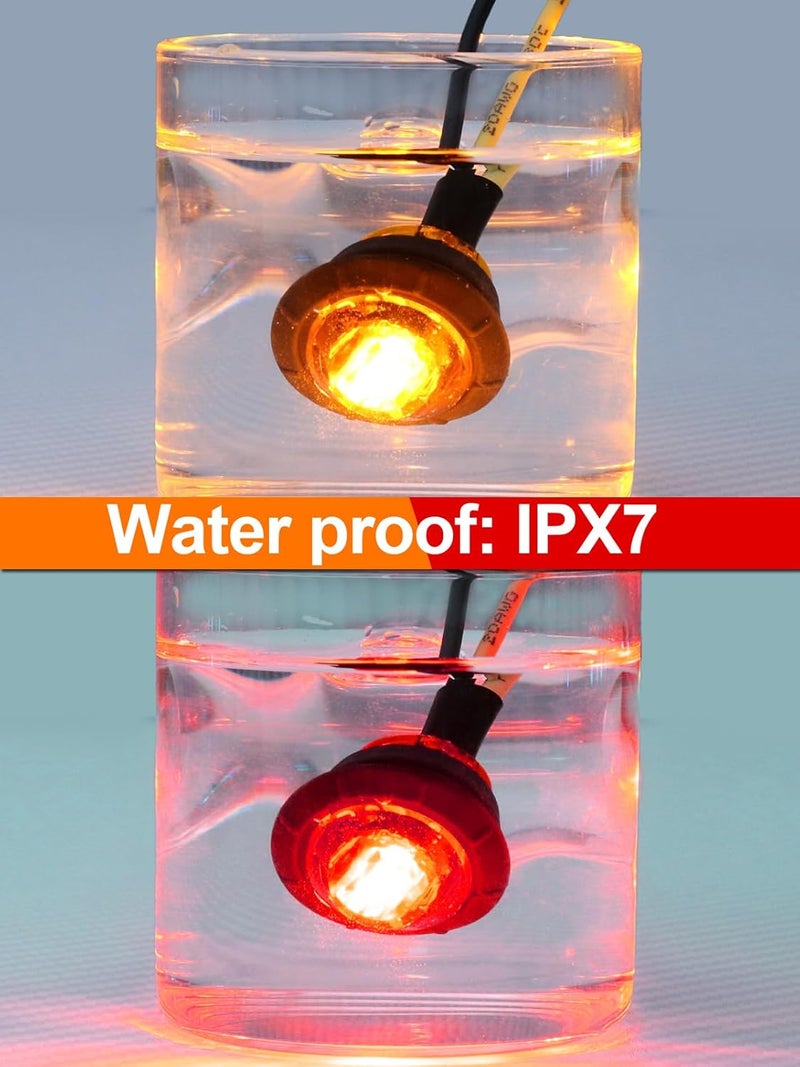STODER 3/4 Inch Trailer Marker, LED Side Marker Lights, Heavy Duty Waterproof Clearance Lights for Trailers, Trucks, RVs, Buses, Vans - Durable & Bright for Enhanced Safety(Amber 12/Red 12)(24 Pack) - Image 5